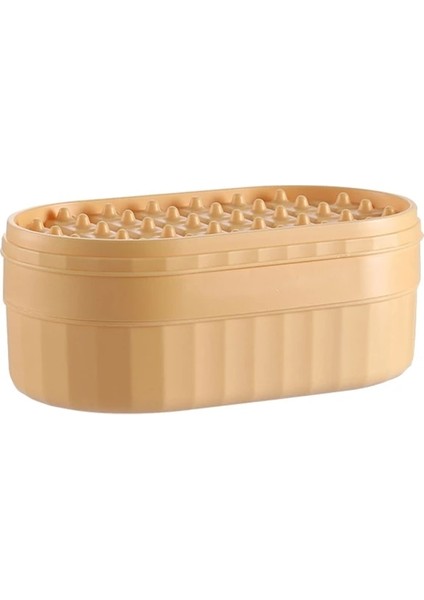 Sarı 72 Izgaralar 10.5cm Pres Tipi Buz Küpü Makinesi Silikon Buz Tepsisi Yapımı Kalıp Yaratıcı Saklama Kutusu Kapak Tepsileri Bar Mutfak Kare Kübik Konteyner Seti (Yurt Dışından)