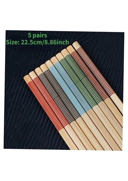 5 Çift Kullanımlık 5 Çift Set El Yapımı Bambu Japon Tarzı Doğal Ahşap Çubuklarını Suşi Gıda Kedi Çiçek Çok Renkli Ahşap Çubuklarını (Yurt Dışından)