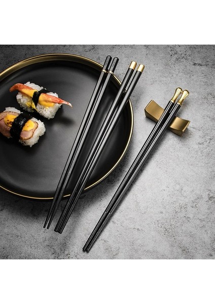 5 Çift Gökkuşağı 5 Çift Siyah Japon Çin Yemek Çubukları Gıda Suşi Çubukları Yeniden Kullanılabilir Kore Yemek Çubukları Seti Metal Alaşım Sofra Palillos Chinos (Yurt Dışından) modelleri