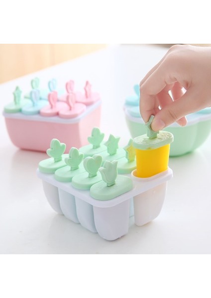F 6/8 Hücreleri Dondurma Kalıp Yeniden Kullanılabilir Buzlu Şeker Yapma Makinesi Dıy Meyve Suyu Süt Dondurma Aracı Buz Pop Maker Kalıp Buz Tepsisi Mutfak Aracı (Yurt Dışından)