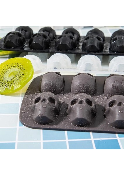 Siyah-12 Delik 10/12 Hücreler Kafatası Buz Küpü Kalıp Silikon Buz Küpü Tepsi Buz Küpü Makinesi Dıy Viski Kokteyl Buz Topu Kalıp Çikolata Pasta Kalıp (Yurt Dışından) fırsatları