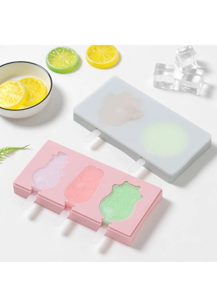 Bir Behogar Sevimli Yeniden Kullanılabilir Yumuşak Silikon Dıy El Yapımı Dondurma Pop Popsicle Maker Kalıp Kalıp Sopalarla Kapak Ev Mutfak Aletleri Için (Yurt Dışından)