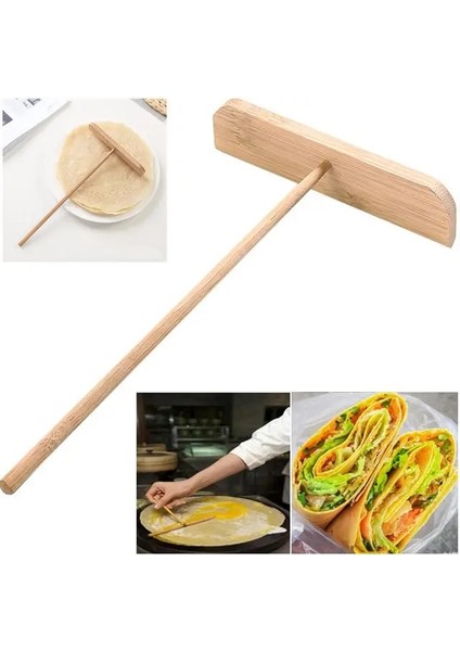 Siyah Taşınabilir Ahşap Gözleme Kazıyıcı Ev Restoran Mutfak Aracı Çin Mutfağı Jianbing Guozi Üretim Araçları Yumurta Gözleme Rulo (Yurt Dışından)