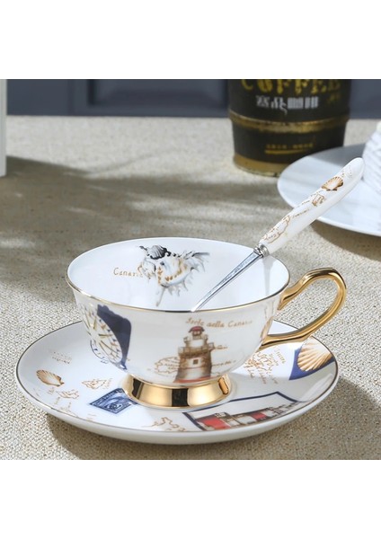 Stil 6 Porselen Kemik Çini Kahve Fincan ve Çay Tabağı Lüks Vintage Seramik Çay Takımları Modern Bardak Cafe Mutfak Eşyaları Drinkware Hediye (Yurt Dışından) fiyatları