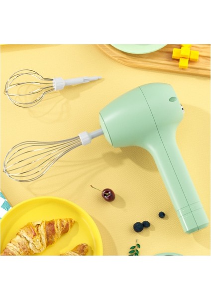 Çift Kafa-Yeşil Elektrikli Süt Köpürtücü Mutfak Çırpma Yumurta Çırpıcılar USB Şarj Edilebilir Mini Mikser El Krema Gıda Blender Kek Pişirme Köpüğü Çalkalayıcı (Yurt Dışından)