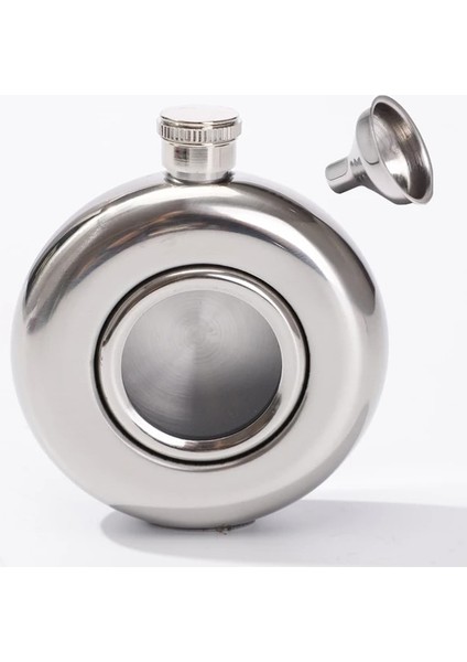 5oz 5oz Yuvarlak Yarı Şeffaf Paslanmaz Çelik Cep Şişesi Şarap Potu Taşınabilir Ücretsiz Huni Kamp Flagons Alkol Likör Viski Şişesi (Yurt Dışından)