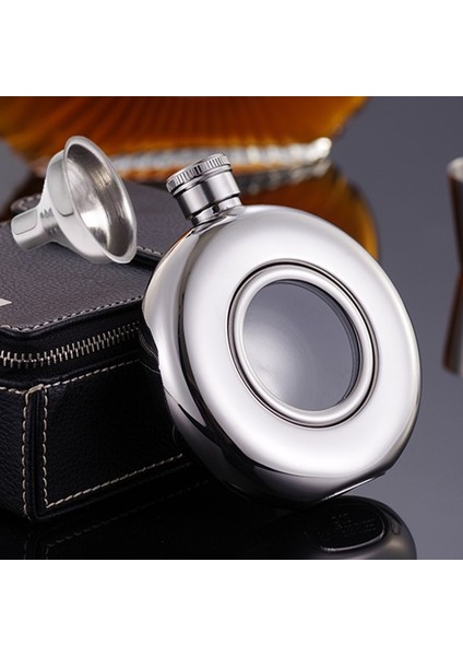 5oz 5oz Yuvarlak Yarı Şeffaf Paslanmaz Çelik Cep Şişesi Şarap Potu Taşınabilir Ücretsiz Huni Kamp Flagons Alkol Likör Viski Şişesi (Yurt Dışından) fiyatları