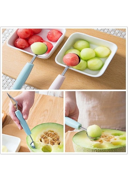 1 Adet Yeşil Mutfak Aksesuarları Çift Kafalı Paslanmaz Çelik Oyma Bıçağı Meyve Karpuz Dondurma Balye Kepçe Yığınları Kaşık (Yurt Dışından) fırsatları