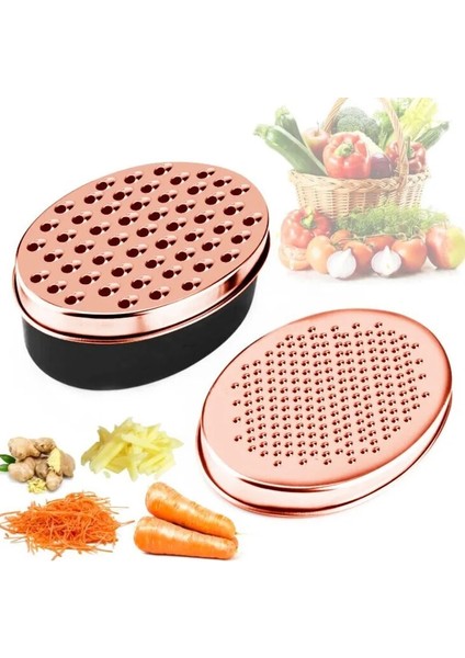Gül Altın Peynir Rende Çok Fonksiyonlu Dilimleyici Oval Konteyner Sebze Kolay Temizlenebilir Hızlı Meyve Araçları 2 Adet Rende Bıçaklı (Yurt Dışından) fiyatları