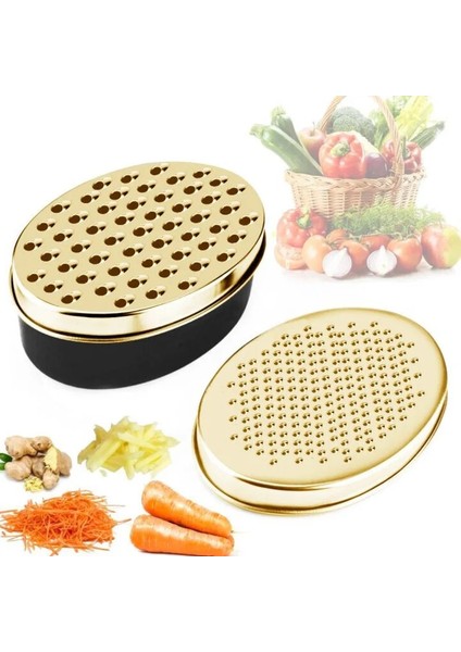Gül Altın Peynir Rende Çok Fonksiyonlu Dilimleyici Oval Konteyner Sebze Kolay Temizlenebilir Hızlı Meyve Araçları 2 Adet Rende Bıçaklı (Yurt Dışından) indirimleri