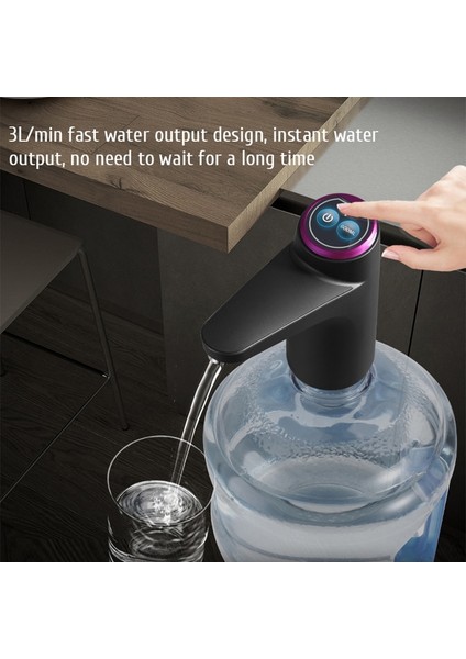 Siyah Otomatik Elektrikli Su Sebili USB Namlulu Su Pompası Su Şişesi Galon Içme Suyu Şişesi Anahtarı Su Arıtma Aletleri (Yurt Dışından) fiyatları