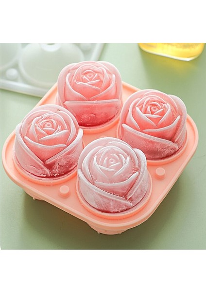 Pembe 3D Gül Buz Kalıpları 4 Delik Buz Küpü Tepsi Kalıp Çiçek Şekli Silikon Buz Kalıp Buz Topu Makinesi Bar Buz Küpü Makinesi Aracı (Yurt Dışından) fırsatları