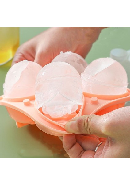 Pembe 3D Gül Buz Kalıpları 4 Delik Buz Küpü Tepsi Kalıp Çiçek Şekli Silikon Buz Kalıp Buz Topu Makinesi Bar Buz Küpü Makinesi Aracı (Yurt Dışından) indirimleri