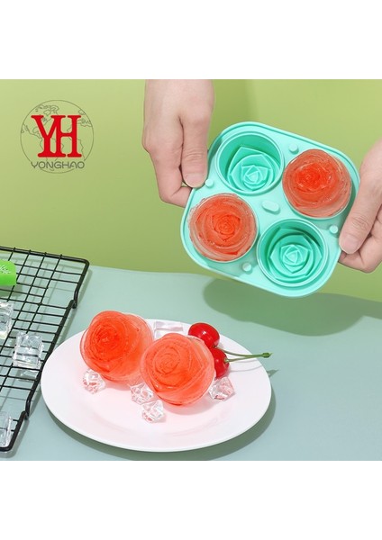 Yeşil Gül Şekli Buz Küpü Kalıp Viski Şarap Soğutma Buz Yapım Makinesi Yeniden Kullanılabilir Buz Küpleri Tepsi Kalıp Dondurucu Için Kapaklı (Yurt Dışından) fiyatları