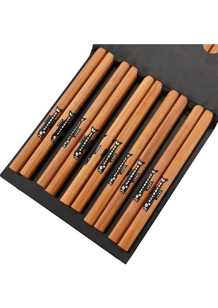 5 Pairs Büyük Balık 5 Pairs Sağlıklı Çubuk Seti Anti-Skid Çin Tarzı Suşi Pirinç Çubuklarını Bambu Ahşap Mutfak Sofra Yemek Takımı Seti Hediye (Yurt Dışından)