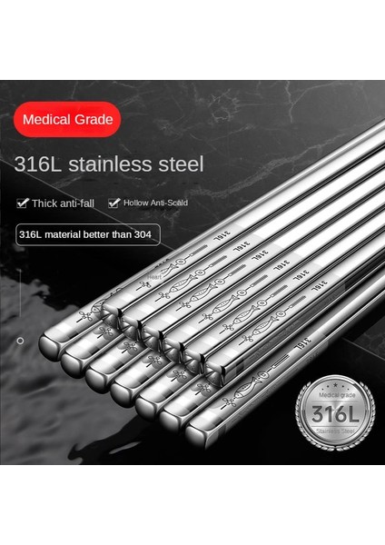 1 Adet 316L-C Yeniden Kullanılabilir Kore Yemek Çubukları 316L Paslanmaz Çelik Kaymaz Japon Gıda Çin Suşi Metal Lazer Gravür Çubuklarını Sofra (Yurt Dışından) fiyatları