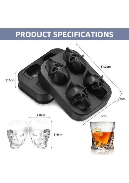 Sarı 3D Kafatası Silikon Kalıp Buz Küpü Tepsi Kalıp Buz Küpü Makinesi Buz Topu Kalıbı Viski Şarap Kokteyl Buz Küpü Kalıp Buz Topu Kalıbı (Yurt Dışından) indirimleri