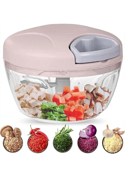 Pembe 500 ml Sarımsak Kıyıcı 500/900 ml Manuel Kıyma Makinesi Sebze Kesicisi Meyve Sarımsak Öğütücü Soğan Biber Kesici Ezici Taşlama Aracı (Yurt Dışından)