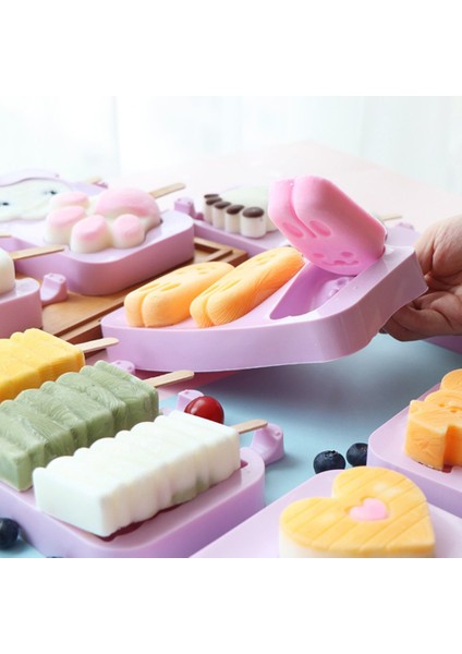 01 Sevimli Karikatür Dondurma Kalıp Silikon Gıda Güvenli Popsicle Yeniden Kullanılabilir Dıy Buz Küpü Araçları Kapaklı ve Çubuklu Tepsi Tatlı Kalıp (Yurt Dışından) fiyatları