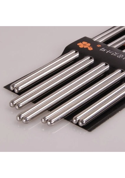 Yuvarlak 5 Çift Paslanmaz Çelik Kare Yemek Çubukları Çin Şık Sağlıklı Hafif Metal Kaymaz Tasarım Mutfak (Yurt Dışından)