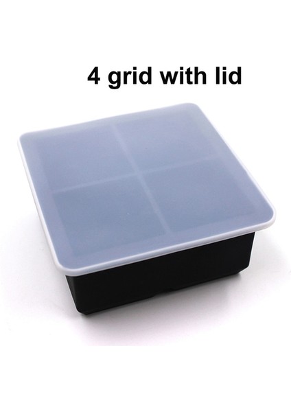 4 Izgara Kapaklı Büyük Buz Küpü Kalıp Kare Buz Kalıbı Kalıp Büyük Cubitera Gıda Sınıfı Silikon Tepsi Kalıp Dıy Buz Yapım Makinesi Buz Küpü Tepsi (Yurt Dışından)