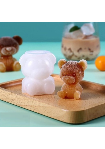 Bear-01 3D Buz Küpü Makinesi Küçük Teddy Bear Şekil Çikolatalı Kek Kalıp Tepsi Dondurma Dıy Aracı Viski Şarap Kokteyl Silikon Kalıp (Yurt Dışından) modelleri