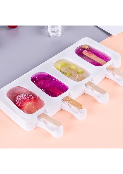 Çift Aşk-Küçük 3/4 Hücre Buz Küpü Yapımcısı Silikon Dondurma Kalıbı Popsicle Kalıp Buz Küpü Tepsi Kalıp Buz Pop Yapımcısı Kalıp Buz Tepsisi Buz Popsicle Kalıp (Yurt Dışından)