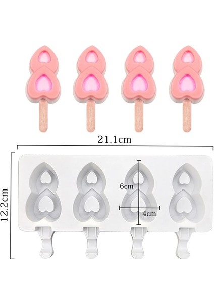 Çift Aşk-Küçük 3/4 Hücre Buz Küpü Yapımcısı Silikon Dondurma Kalıbı Popsicle Kalıp Buz Küpü Tepsi Kalıp Buz Pop Yapımcısı Kalıp Buz Tepsisi Buz Popsicle Kalıp (Yurt Dışından) fiyatları