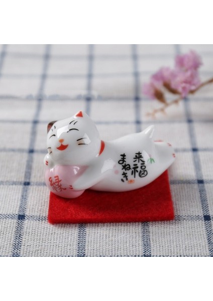 Stil 1 1 Adet Japon Tarzı Şanslı Kedi Seramik Çubuk Dinlenme Kırmızı Kumaş Mat Kaşık Raf Tutucu Dıy Ev Dekoru (Yurt Dışından)