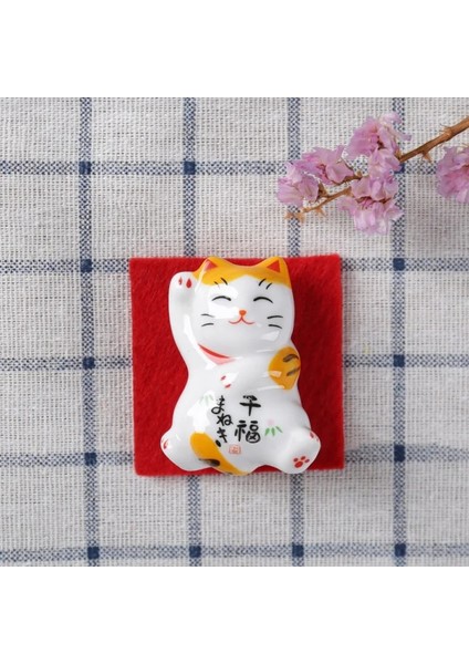 Stil 1 1 Adet Japon Tarzı Şanslı Kedi Seramik Çubuk Dinlenme Kırmızı Kumaş Mat Kaşık Raf Tutucu Dıy Ev Dekoru (Yurt Dışından)