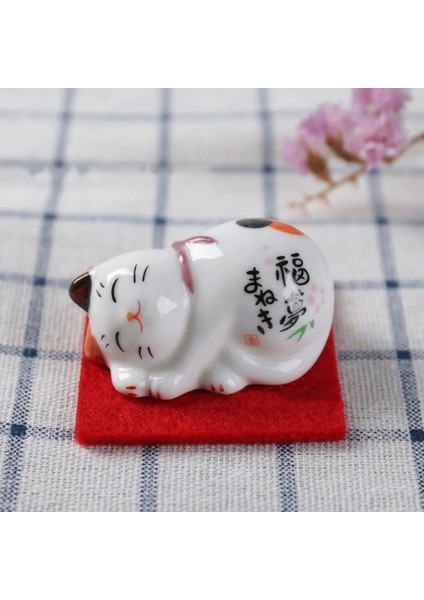 Stil 1 1 Adet Japon Tarzı Şanslı Kedi Seramik Çubuk Dinlenme Kırmızı Kumaş Mat Kaşık Raf Tutucu Dıy Ev Dekoru (Yurt Dışından)