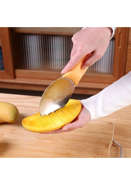 Açık Gri Mango Kesme Artefaktı Çok Fonksiyonlu Meyve Bölücü Soyma ve Ayırma Mango Özel Bıçak Kesme ve Kaşıklama (Yurt Dışından) modelleri