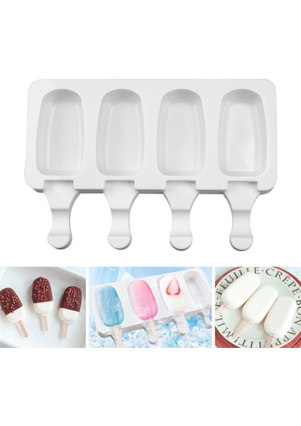 STICKS-50PCS 4/8 Delik Silikon Dondurma Kalıp Buz Küpü Popsicle Kalıpları Sopalarla Dıy Tatlı Kek Kalıpları Ev Yapımı Araçlar Dondurma Yapımcıları (Yurt Dışından) modelleri