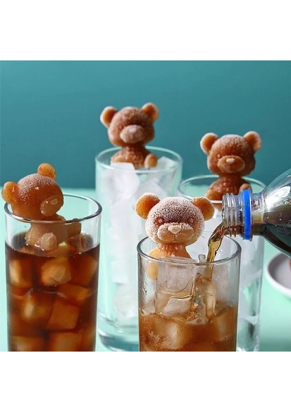 Bear-01 3D Buz Küpü Makinesi Küçük Teddy Bear Şekil Çikolatalı Kek Kalıp Tepsi Dondurma Dıy Aracı Viski Şarap Kokteyl Silikon Kalıp (Yurt Dışından) indirimleri