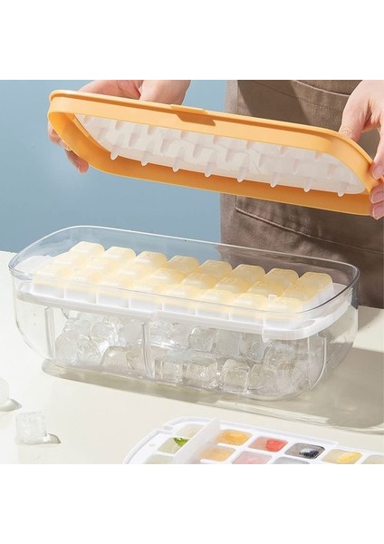 48 Hücre Sarı Pres Tipi Silikon Buz Küpü Makinesi 2 In 1 Buz Küpü Buz Kalıbı Yapımı Kalıp Kutusu Setleri Yaratıcı Mutfak Alet Yaz Soğuk Içecek Dıy (Yurt Dışından)