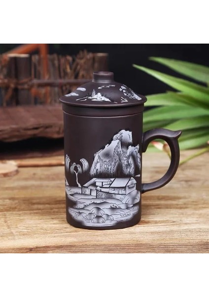 E Retro Yixing Ejderha Phenix Mor Kil Çay Kapaklı Kupa ve Demlik El Yapımı Seramik Çay Fincanı Ofis Su Bardağı Hediye Ev Drinkware (Yurt Dışından)