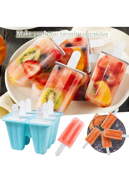 Beyaz 4 4/6 Hücreli Silikon Dondurma Popsicle Kalıp Saplı Dondurma Kalıp Yaz Çocuk Dondurma Yapma Makinesi Buz Küpü Tepsi Kalıp (Yurt Dışından) modelleri