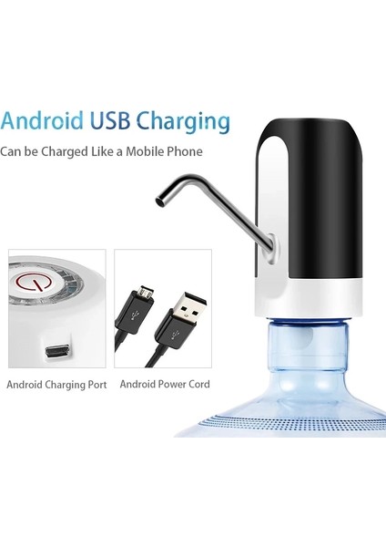 Siyah Su Şişesi Pompası USB Şarj Otomatik Elektrikli Su Sebili Pompası Şişe Su Pompası Otomatik Anahtar Içme Sebili (Yurt Dışından)