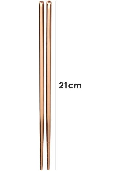 Gül Altın 21 cm Ev 1 Çift Paslanmaz Çelik Çin Çubuklarını Kaymaz Yeniden Kullanılabilir Metal Çubuk Suşi Gıda Çubukları Sofra Mutfak Aracı (Yurt Dışından)