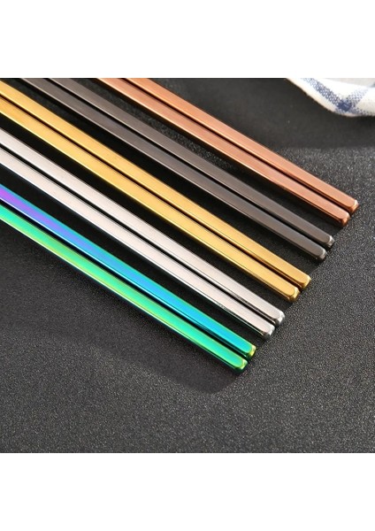 Gül Altın 21 cm Ev 1 Çift Paslanmaz Çelik Çin Çubuklarını Kaymaz Yeniden Kullanılabilir Metal Çubuk Suşi Gıda Çubukları Sofra Mutfak Aracı (Yurt Dışından)