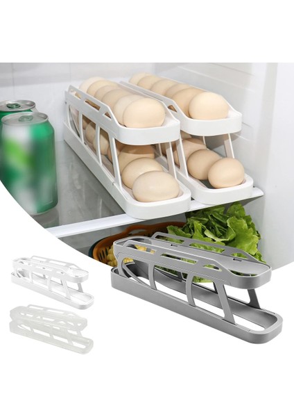 Gri Otomatik Kaydırma Yumurta Raf Tutucu Rolldown Buzdolabı Yumurta Dağıtıcı Mutfak Yumurta Saklama Kutusu Buzdolabı Yumurta Tepsisi Için Yumurta Standı (Yurt Dışından)