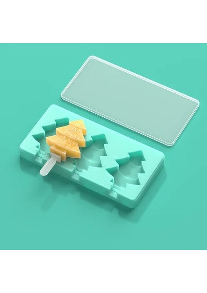 Mavi Dıy Noel Ağacı Şekli Dondurma Kalıp Popsicles ve Kapaklı Gıda Sınıfı Buz Küpü Çikolatalı Kek Kalıpları Ev Mutfak Gereçleri Hediyeler (Yurt Dışından)