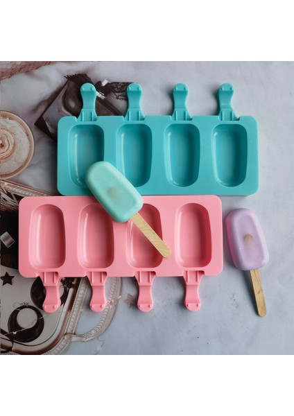 Yeşil 4 Hücreler Oval Silika Jel Kalıp Silikon Dondurma Kalıp Popsicle Kalıp Dıy Buz Pop Buzlu Şeker Üreticisi Buz Tepsisi Kek Pişirme Aracı (Yurt Dışından) indirimleri