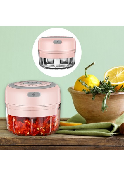 Pembe 250 ml Elektrikli Sarımsak Ezici Sağlam Dayanıklı Mini Kırıcı Kıyıcı Ezilmiş Sarımsak Ezilmiş Zencefil Ezilmiş Taze Biber Için USB Şarj (Yurt Dışından)