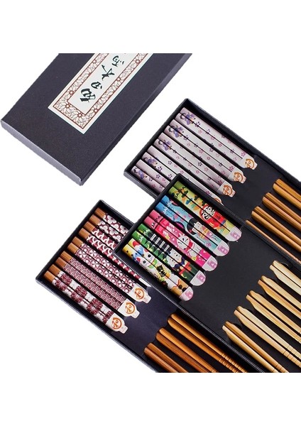 13--5 Çift 5 Çift Sevimli Yemek Çubukları Yeniden Kullanılabilir El Yapımı Doğal Bambu Ahşap Çubuklar Suşi Kaymaz Gıda Çubukları Için Sivri Suşi Çubuklarını (Yurt Dışından) modelleri