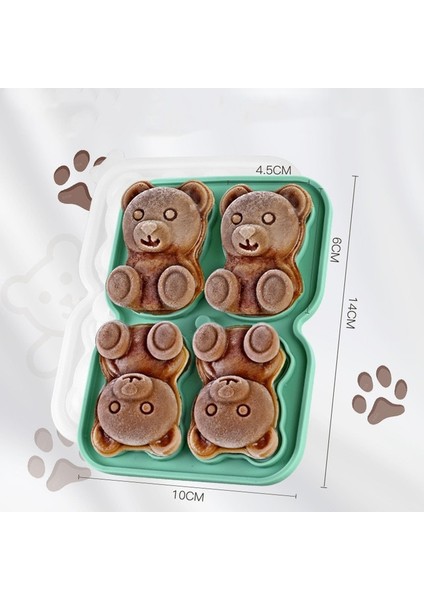 Yeşil 3D Buz Küpü Makinesi Küçük Ayı Şekli Çikolatalı Kek Kalıp Tepsisi Dondurma Dıy Aracı Viski Şarap Kokteyl Silikon Buz Küpü Tepsisi (Yurt Dışından)