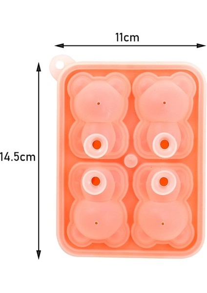 Orange-4 Izgara 4 Izgaralar 3D Küçük Ayı Şekli Buz Küpü Silikon Kalıp Sevimli Ayı Buz Bloğu Kalıp Ev Dondurma Buz Kutusu Buz Kalıbı Viski Içecekler (Yurt Dışından)