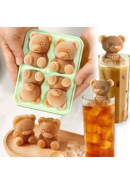 Orange-4 Izgara 4 Izgaralar 3D Küçük Ayı Şekli Buz Küpü Silikon Kalıp Sevimli Ayı Buz Bloğu Kalıp Ev Dondurma Buz Kutusu Buz Kalıbı Viski Içecekler (Yurt Dışından) fiyatları