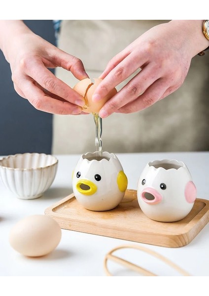 Altın Sarı Seramik Yumurta Beyaz Ayırıcı Sevimli Karikatür Civciv Yumurta Ayırıcı Yumurta Sarısı Protein Filtresi Mutfak Pişirme Araçları (Yurt Dışından) modelleri