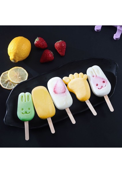 Şerit Karikatür Dondurma Kalıp Silikon Popsicle Kalıpları Yaz Partisi Için Yeniden Kullanılabilir Kek Pop Kalıp (Yurt Dışından)
